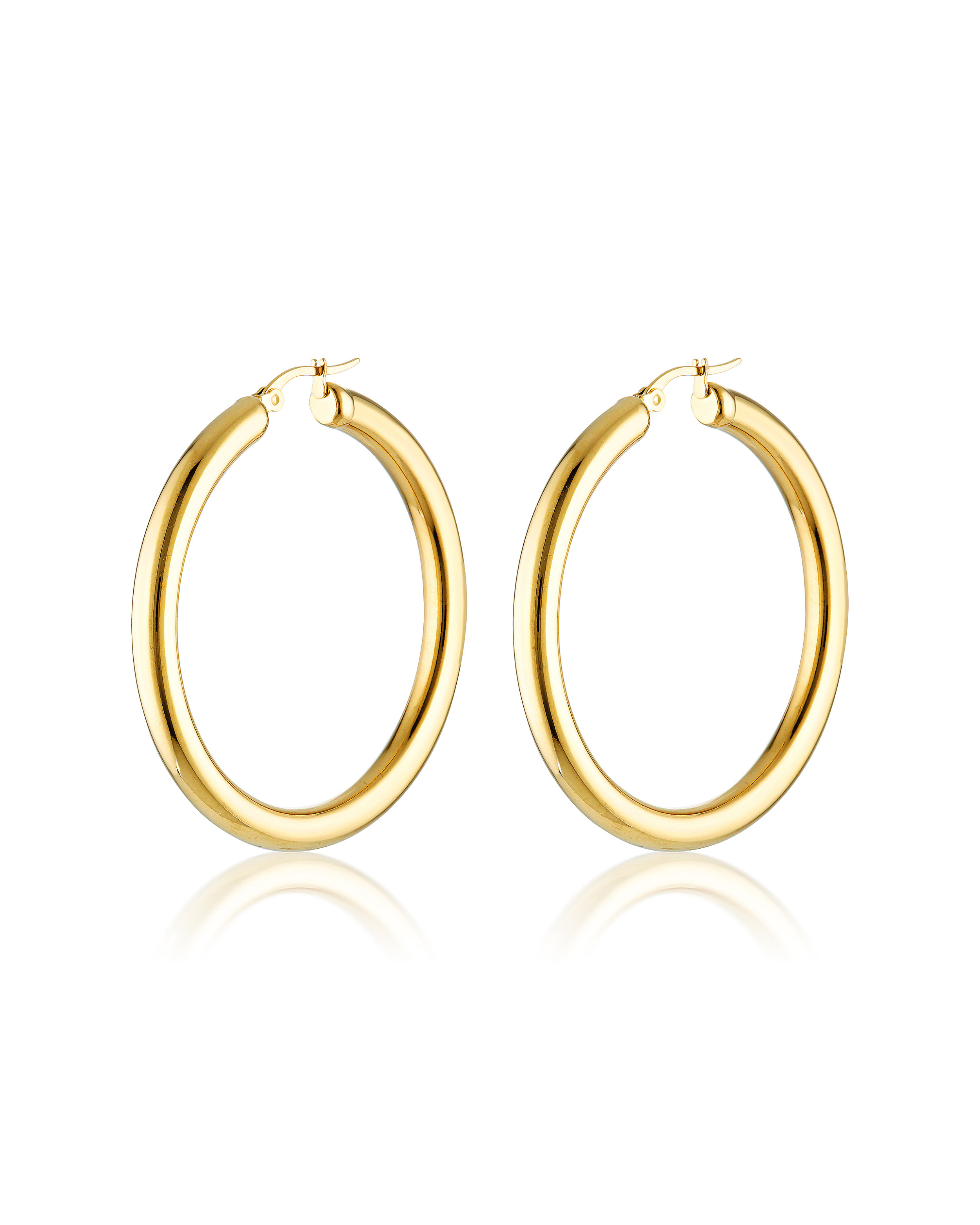 Solid gold deals large hoop earrings