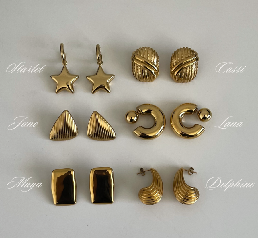 Starlet Hoops |  18k Gold Plated