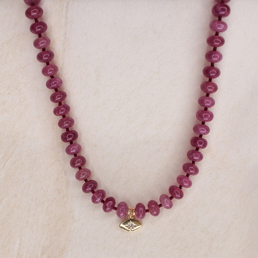 Evil Eye Choker -  Pink Tourmaline