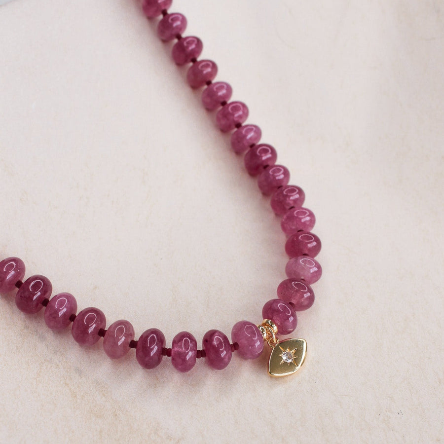 Evil Eye Choker -  Pink Tourmaline