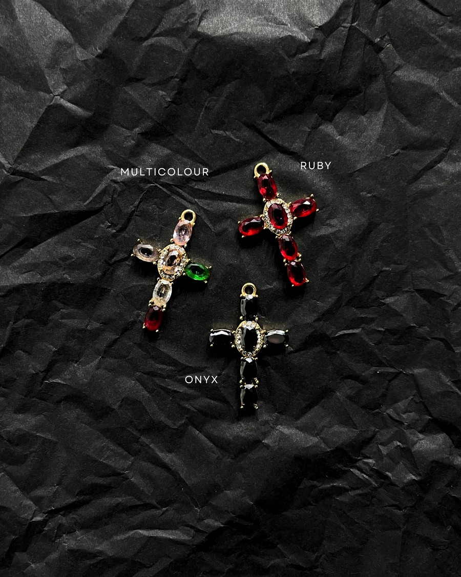 CZ Cross Charm | 18k Gold Plated