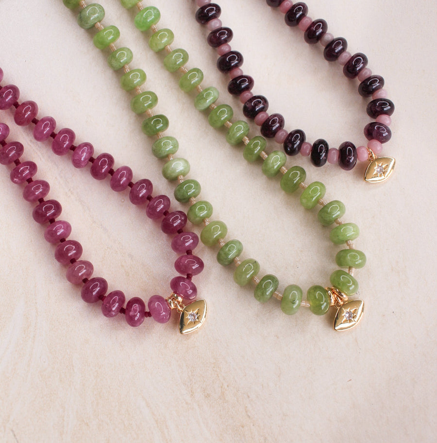 Evil Eye Choker -  Pink Tourmaline