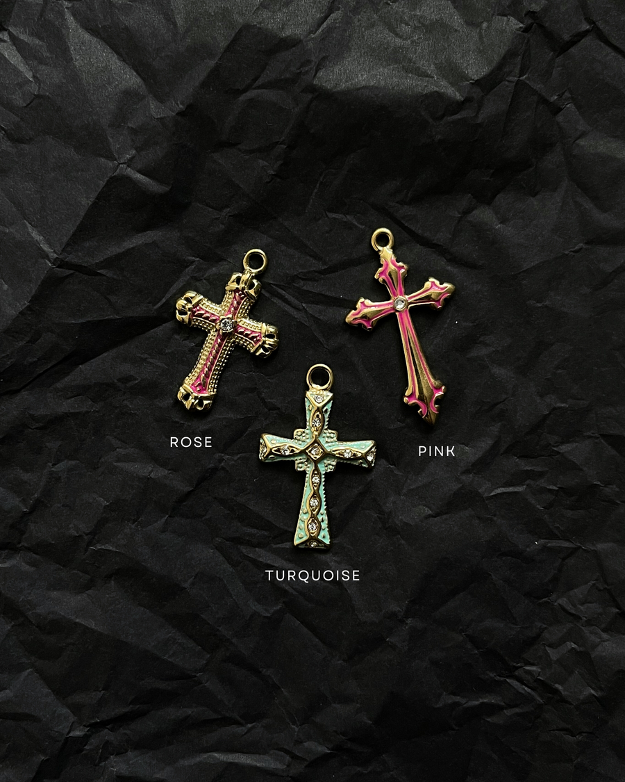 Enamel Cross Charm | 18k Gold Plated