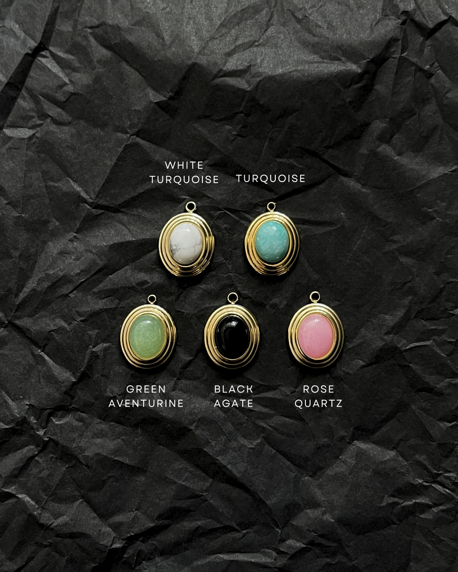 Oval Stone Charms | 18k Gold Plated