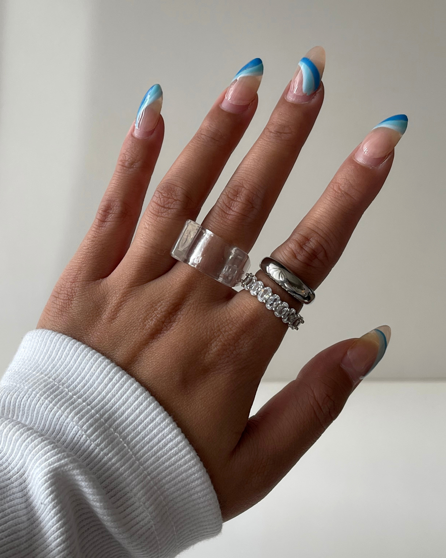 Ring Stack featuring Stainless Steel Dome Ring