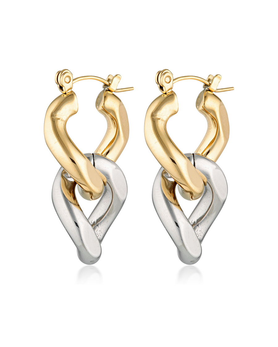 Duo-Toned Cuban Link Earrings | Stainless Steel