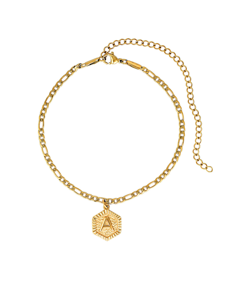 Stainless Steel 18k Gold Plated Initial Anklet
