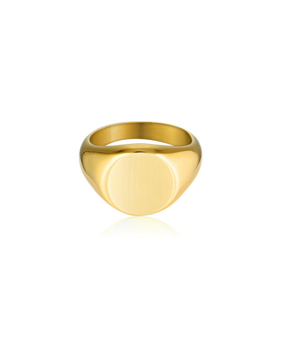 Stainless Steel 18k Gold Plated Unisex Signet Ring