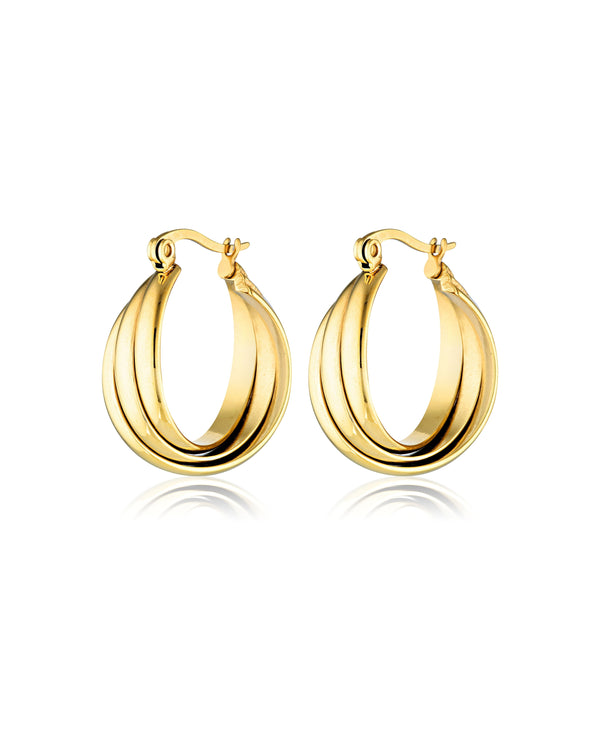 Stainless Steel 18k Gold Plated Twisted Hoops