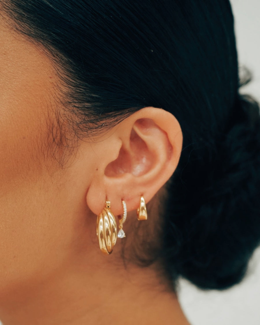 Stainless Steel 18k Gold Plated Twisted Hoops