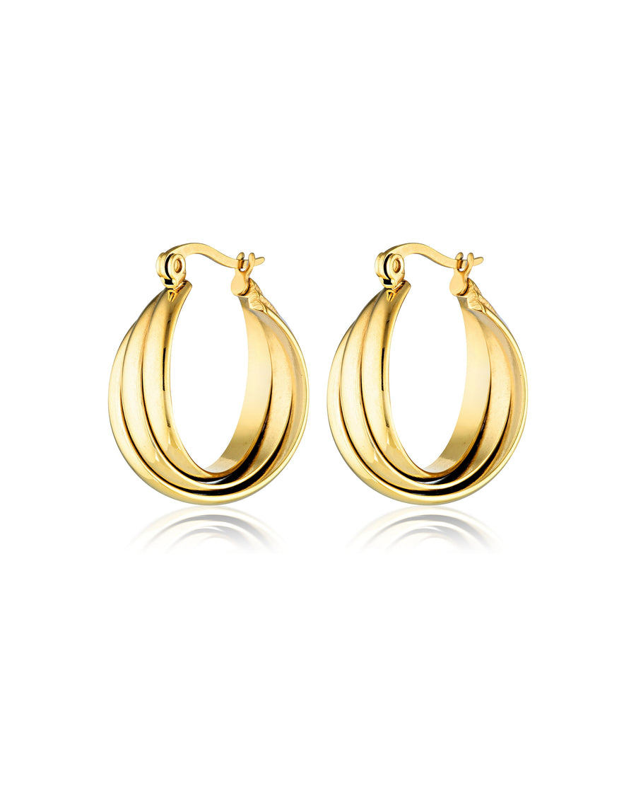 Stainless Steel 18k Gold Plated Twisted Hoops