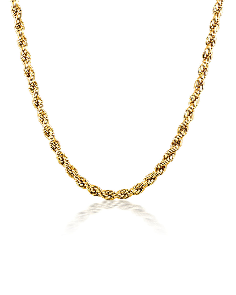 Stainless Steel 18k Gold Plated Twisted Rope-Style Chain