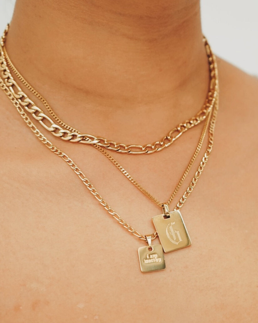 Stainless Steel 18k Gold Plated Initial Necklace