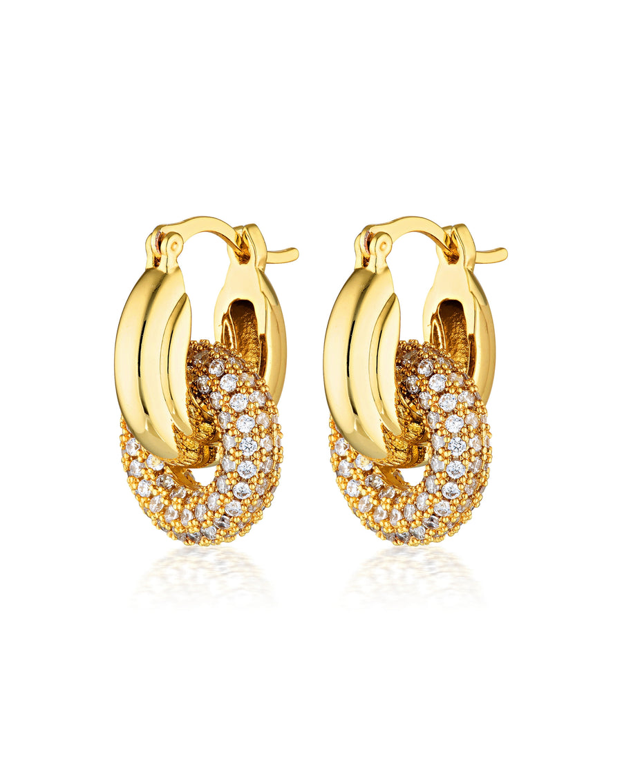 18k Gold Plated Cubic Zirconia Double Hoops