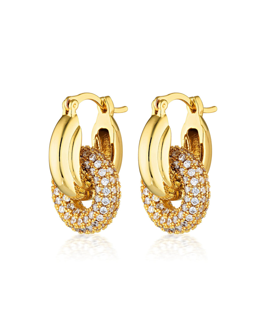18k Gold Plated Cubic Zirconia Double Hoops